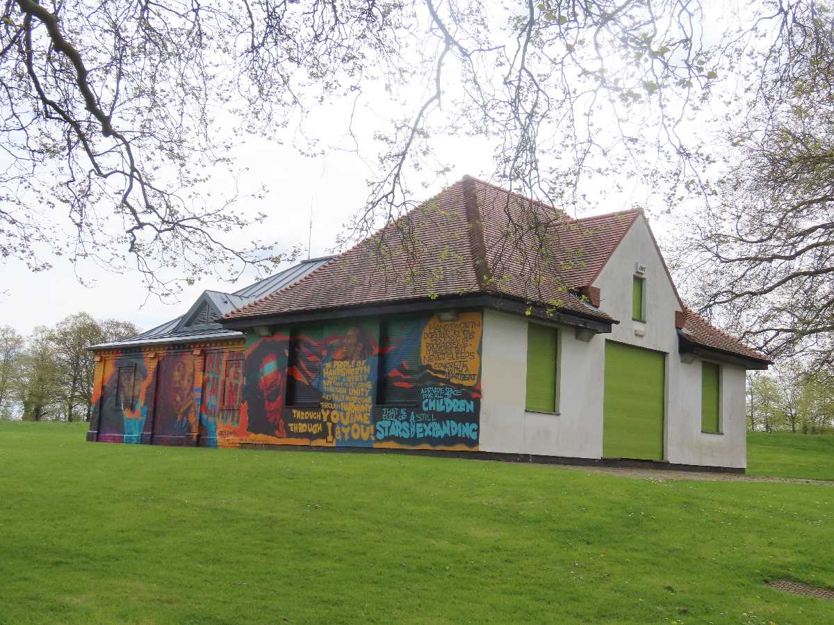 Benjamin Zephaniah mural at the Sons of Rest building in Handsworth Park